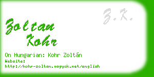 zoltan kohr business card