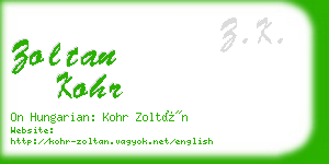 zoltan kohr business card